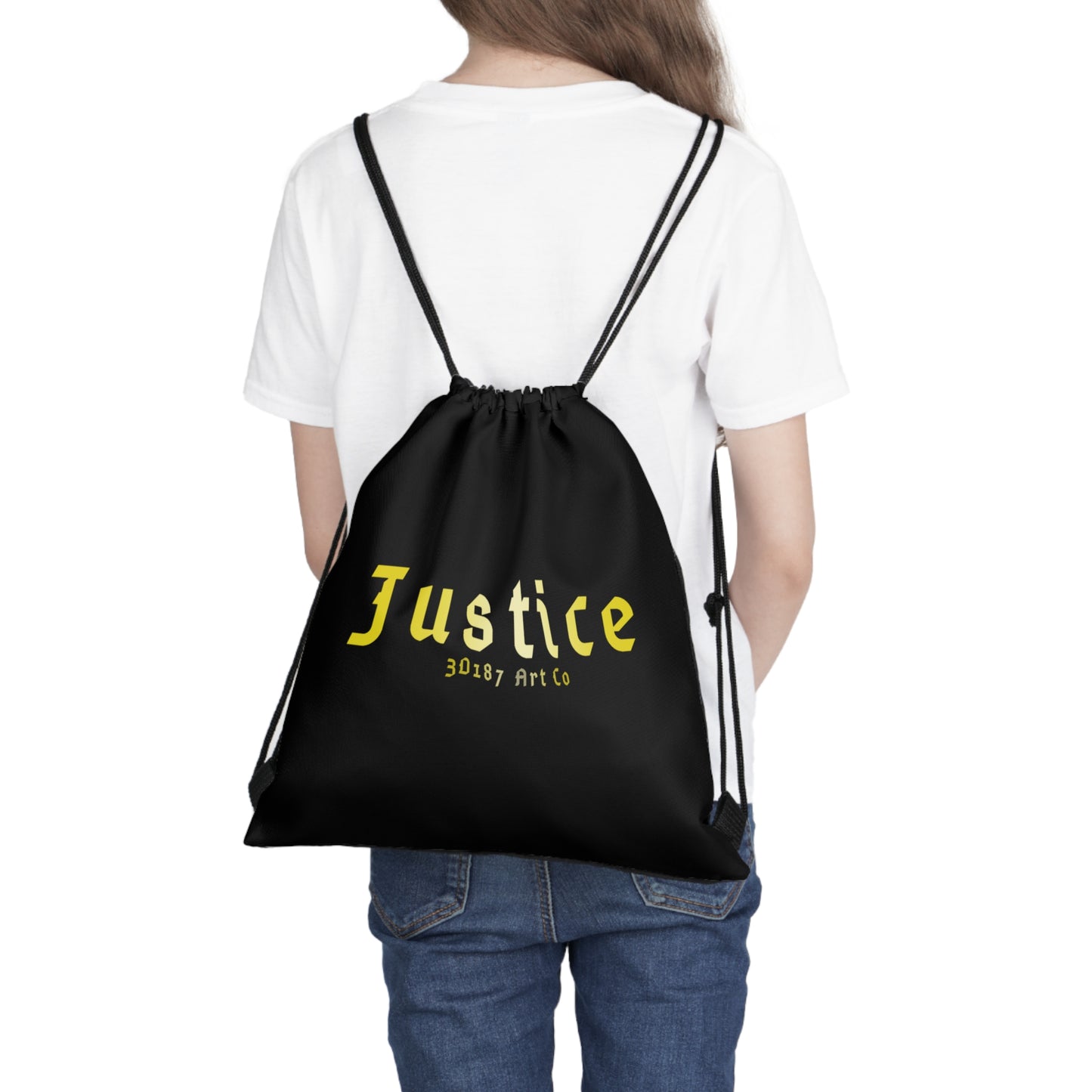 Statement: Justice Drawstring Bag